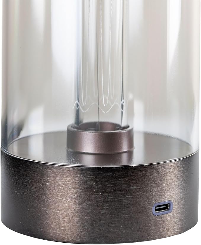 Cordless Table Lamp – Rechargeable Touch Control Bedside Lamp, Dimmable Warm White LED Light with USB-C Charging, 1800mAh Battery, Oil Rubbed Bronze Design, Etched Filament-Style Glow