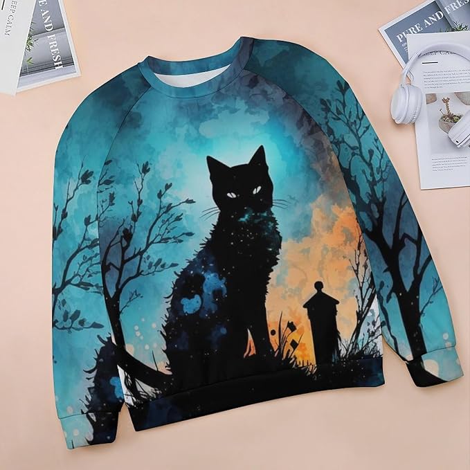 Halloween Sweatshirts for Women Funny and Spooky Print Crewneck Oversized Pullover Outdoor Lounge Fashion Sweater