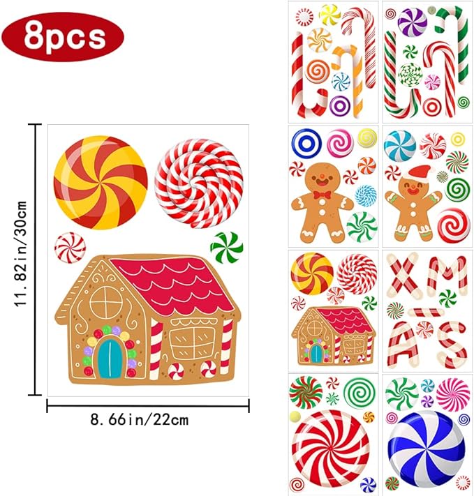 DIYDEC 70PCS Peppermint Floor Decals Stickers, Self-Adhesive Christmas Candy Party Wall Floor Stickers Decals for Christmas Floors Candy Land Decoration