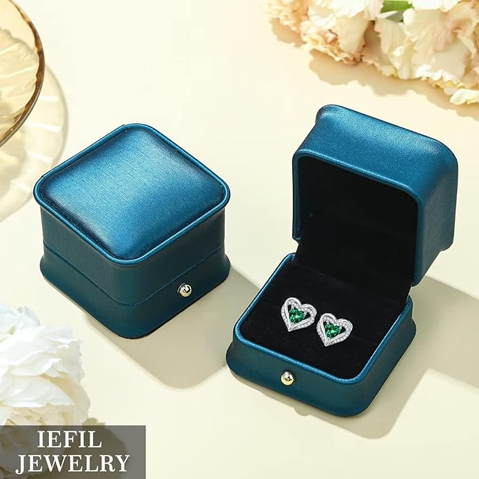 Iefil Christmas Earrings for Women, 925 Sterling Silver Birthstone Stud Earrings Birthday Gifts for Women