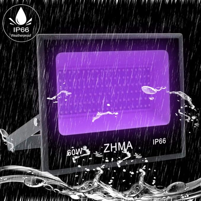 60W Black Lights Flood Light,Blacklight with Plug and Switch for Glow Party Large Space,IP66 Waterproof LED Black Lights for Fluorescent Poster,Halloween,Body Paint,Wedding.2 Pack