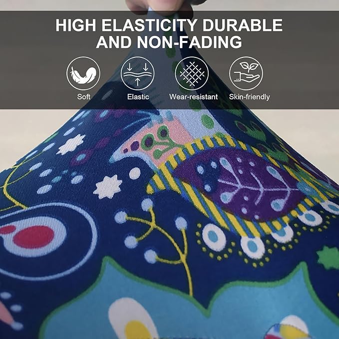 KRFOONN Stretch Ottoman Cover Slipcovers Rectangle Fit Length 39"-47" Footrest Stool Covers Printed Ottoman Cover for Foot Stool Furniture Protector with Non Slip Elastic Bottom, Color 07