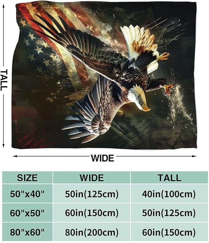 Tijuboni American Eagle Throw Blanket Eagle Gifts for Girls Boys Women Men Kids Adults Soft Flannel Fleece Blanket for Couch Sofa Bed Home Decor 50"x60"
