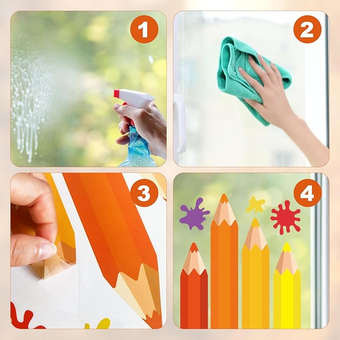 9 Sheets Back to School Window Clings Stickers First Day of School Pencil Double-Sided Window Decals for Welcome Back to School Party Supplies School Home Wall Glass Blackboard Decorations