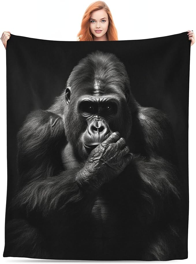 Chimpanzees Animal Throw Blanket Soft Plush Fleece Blankets Warm Cozy Lightweight Fuzzy Blanket for Bed Sofa Couch Home Decor 60"X50"