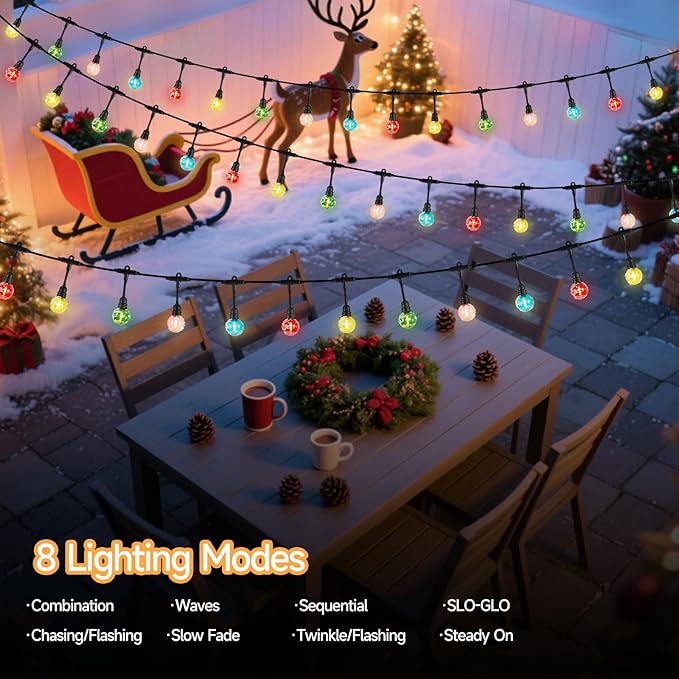 15FT Solar String Lights Waterproof for Outdoor, Patio Lights Solar Powered with USB Port, LED Shatterproof Bulbs,8 Lighting Modes,Solar Light for Camping Backyard Garden(Tree-Warm White)