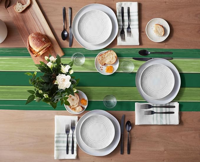 Vandarllin Table Runners 14X72 Inches Long, Forest Lime Green,Cotton Linen Farmhouse Retro Rustic Barn Wood Texture Tablecloths Non-Slip Party Table Decorations for Kitchen,Home,Dining,Outdoor,