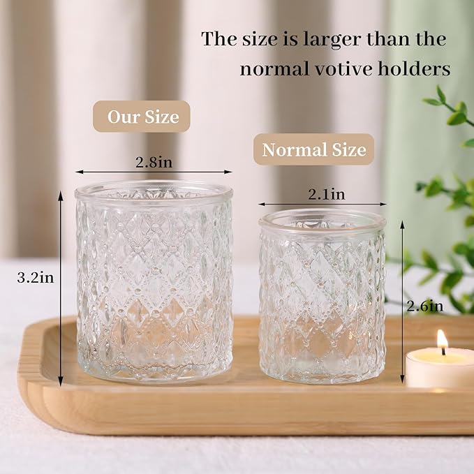 8Pcs Large Votive Candle Holders Clear Tea Light Candle Holders Glass Candle Holder for Wedding, Bridal Shower, Table Centerpiece, Party, Home Decor