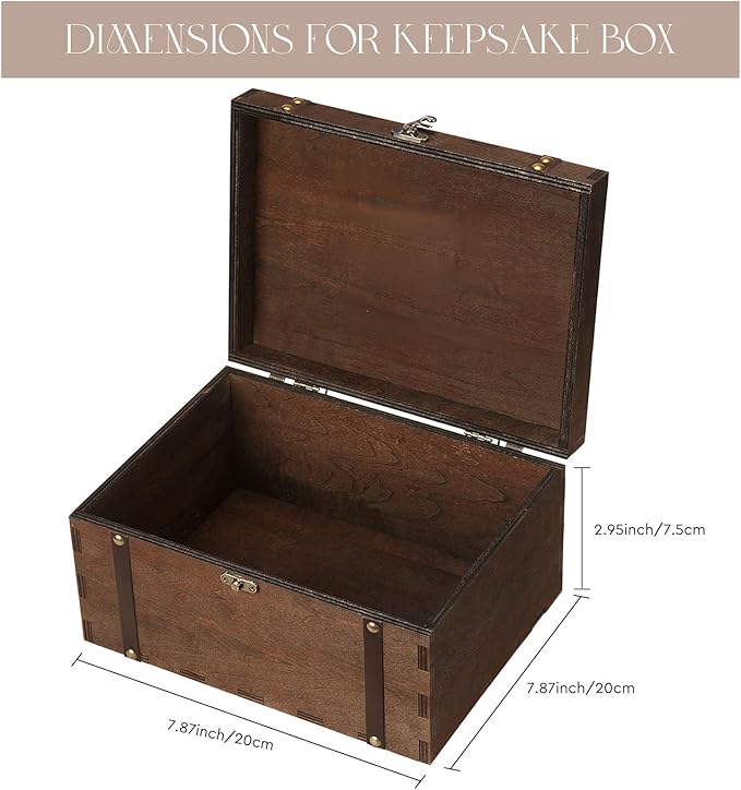 AW BRIDAL Large Personalized Wedding Keepsake Box for Memories, Wooden Storage Box with Lid for Jewelry, Engagement Bridal Shower Gifts for Couples//DK2201CPP37//