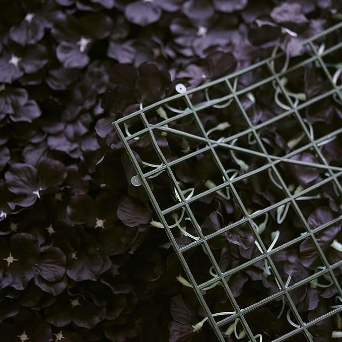 Efavormart Black UV Protected Hydrangea Flower Wall Mat Backdrop 4 Artificial Panels - 11 Sq ft.