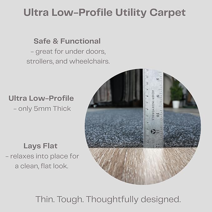iCustomRug Hallway Runner Rug – 3x7ft Black, Indoor/Outdoor, Non-Slip Rubber Backing, Low-Profile All-Weather Carpet, Non-Shedding & Easy Care, Entryway Mat Ideal for High Traffic Areas