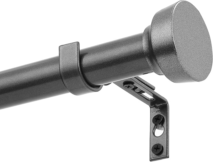 Rustic Curtain Rod, Industrial Curtain Rods for Windows 30 to 72 Inches, Blackout Wrap Around Curtain Rod, for Indoor and Outdoor, Simple Modern Design, 30 to 72 Inches, Grey