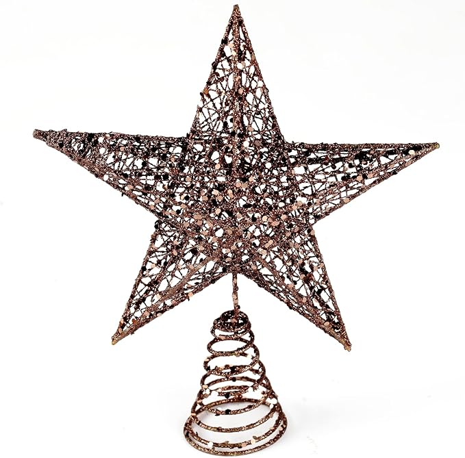 BinaryABC Christmas Tree Topper Star,Glittering Christmas Tree Decoration Ornaments,20cm (Coffee)