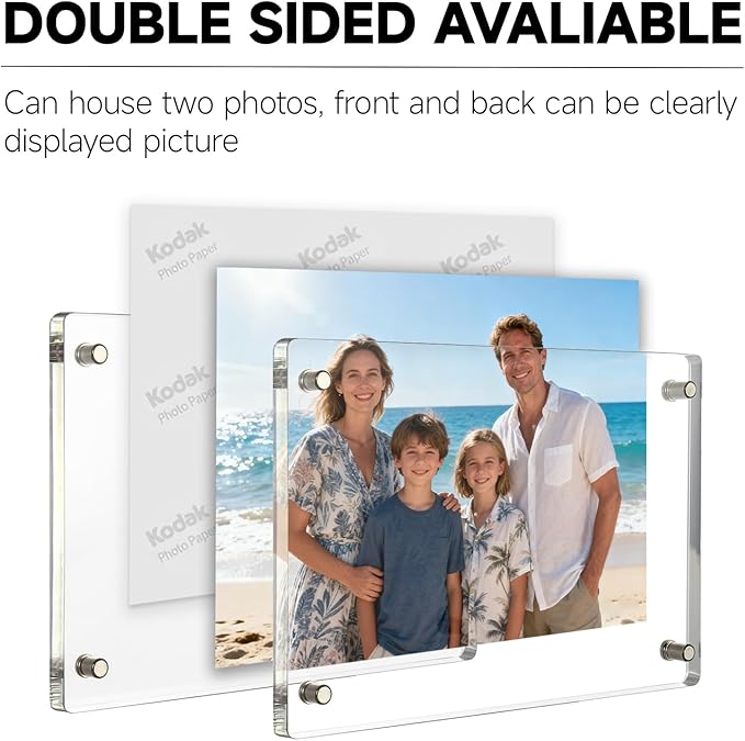 4x6 Acrylic Picture Frame 4 Pack Clear Magnetic Photo Frames Double Sided Free Standing Desktop Display