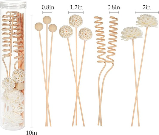 Reed Diffuser Stick,WUTAOBON 10Pcs 10Inch Natural Rattan Flower Reed Fragrance Diffuser Set, Fragrance Diffuser Replacement Rattan Sticks Home Decor (Primary Color)