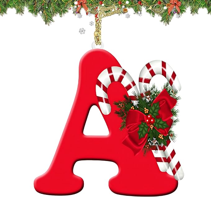 26 Letter Ornaments for Christmas Tree Decoration - Personalized Hanging Pendant Xmas Alphabet for DIY Craft Ornaments (A)