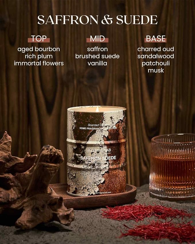 M&SENSE Saffron Suede Scented Candles Christmas Decor,Natural Non Toxic, Aromatherapy Candle for Stress Relief Meditation Relaxing, Housewarming Gifts for Women Men, 11.3oz 70 Hour