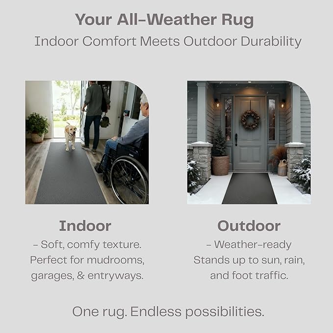 iCustomRug Hallway Runner Rug – 3x20ft Brown, Indoor/Outdoor, Non-Slip Rubber Backing, Low-Profile All-Weather Carpet, Non-Shedding & Easy Care, Entryway Mat Ideal for High Traffic Areas