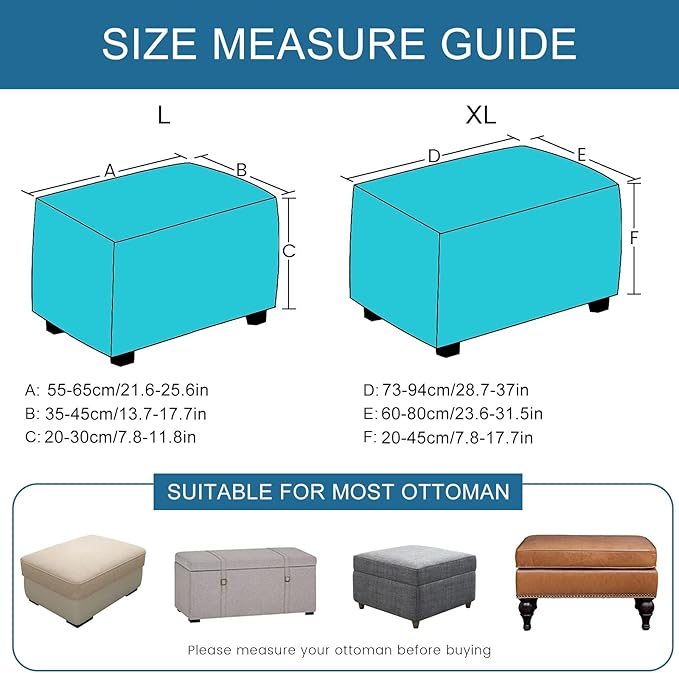 KRFOONN Ottoman Slipcovers Stretch Rectangle Footrest Stool Covers Printed Ottoman Cover for Foot Stool Furniture Protector with Non Slip Elastic Bottom(25, Large)
