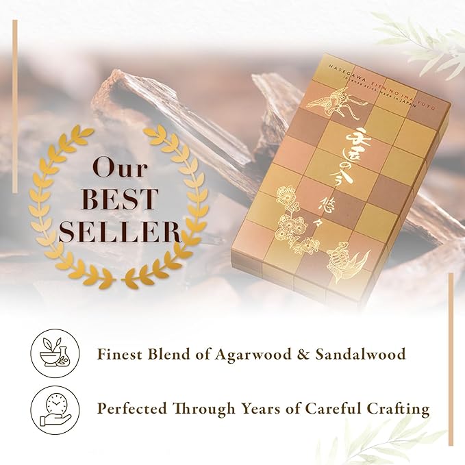 Hasegawa 永遠の今 | Hasegawa Original Low Smoke Japanese Incense Sticks | Agarwood & Sandalwood Blend | No Synthetic Fragrances (Mini, A Blend Agarwood & Sandalwood)