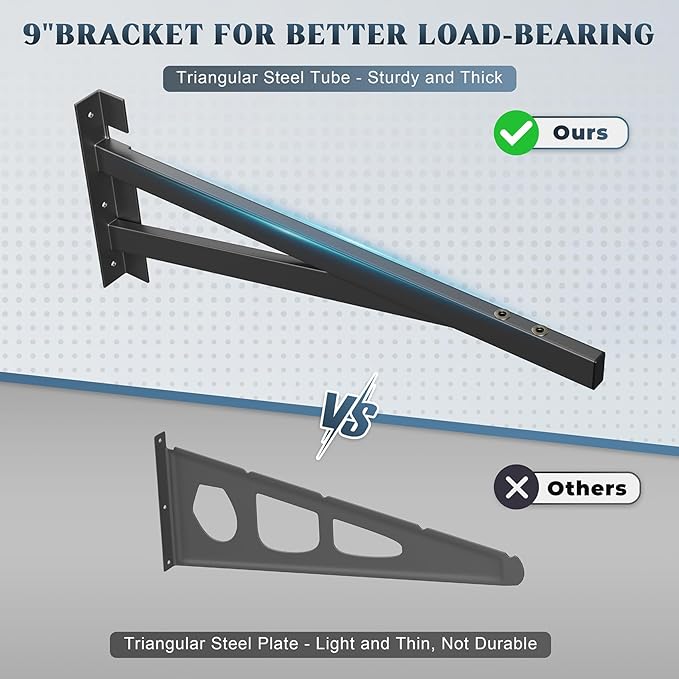 2-Pack 2x4ft Garage Shelving Wall Mounted, 2' x 4' Heavy Duty Garage Storage Shelves with Hooks, 500LB Capacity