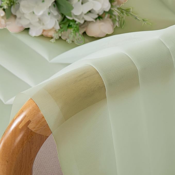 Lecloud Light Green Sheer Curtains 84 Inches Long 2 Panels Set, Airy Voile Window Curtain Panels, Elegant Light Filtering Drapes for Living Room Bedroom Decor with Rod Pocket, Each Panel 42 X 84 Inch