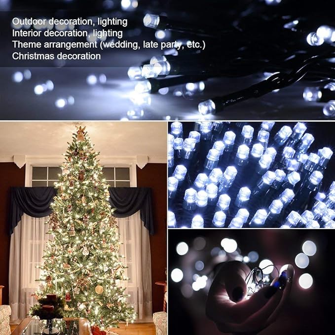 Christmas Tree String Lights Bright White - 320 LEDs 115ft/35m 8 Modes End-to-End Plug in Indoor/Outdoor Waterproof Decorative Fairy Twinkle Xmas Lights for Wedding/Room/Patio/New Year/Home - Cool