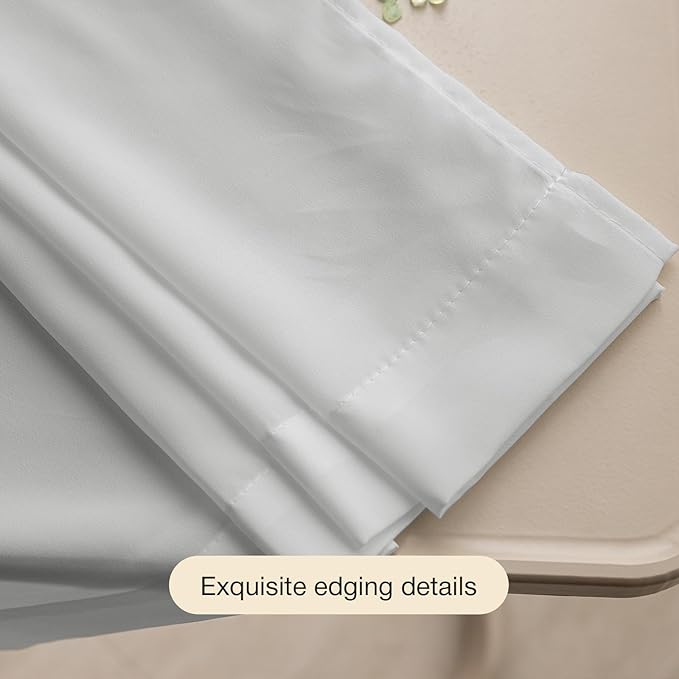 Anmao Non-See-Through Privacy Semi Sheer Curtains for Living Room 54 Inch Length 2 Panels Set, Light Filtering That Let Light in Rod Pocket Window Drapes for Bedroom, 52W x 54L, Light Grey