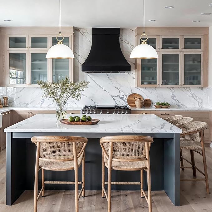 ALICE HOUSE 12-inch Pendant Light White Gold Mid Century Pendant Lighting Modern Hanging Light Fixture for Dining Room,Kitchen, Bedroom Cafe AL577912-P1
