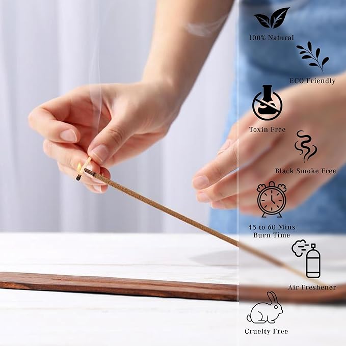 Sandalwood Incense Sticks, Organic Hand Dipped Incense, Natural Herbs & Aromatic Ingredients, Contain 40 Sticks Inside, Burn Time 45-60 Min, Spiritual Gifts for Women and Men