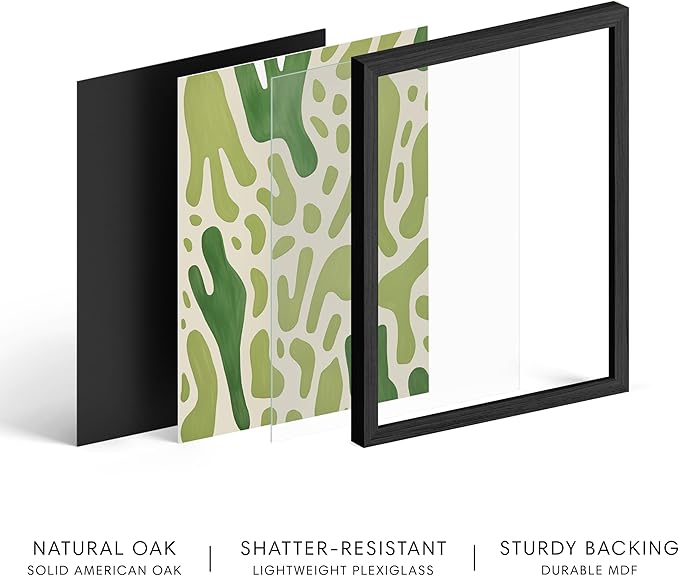 HAUS AND HUES Modern Abstract Wall Art - Blue and Green Living Room Art, Modern Artwork for Walls, Minimalist Picture for Living Room(Green Pattern, Black Frame, 16x20)