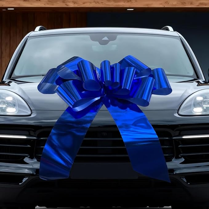 Big Blue Gift Bow(30 inch, 1 Pack), Giant Car Bow - Large Christmas Bow for Gift Wrapping, Birhtday, Party, Christmas Decoration, Indoor and Outdoor Decoration.
