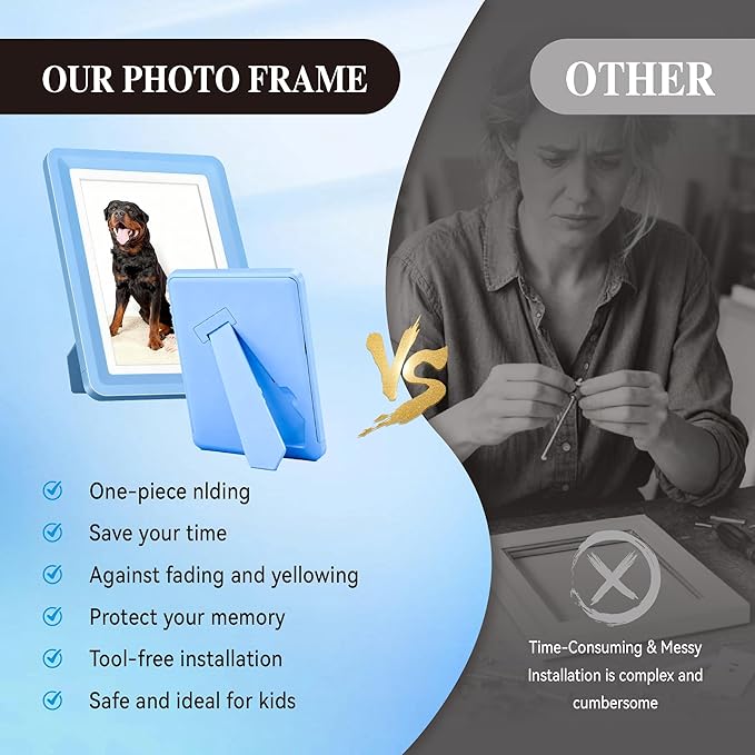 Blue 5x7 Picture Frame with Acrylic Front 4 Pack, ABS Frame for 5x7 or 4x9 Photos, Shatterproof UV-Resistant Tabletop Photo Frame, Vertical/Horizontal Display for Home Décor