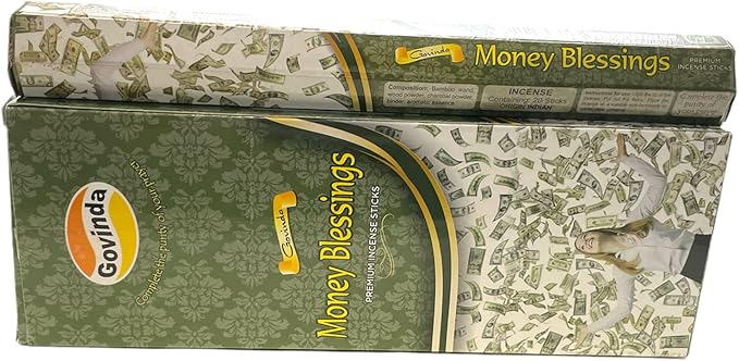 Govinda Premium Incense - 120 Masala Coated Incense Sticks, Money Blessings
