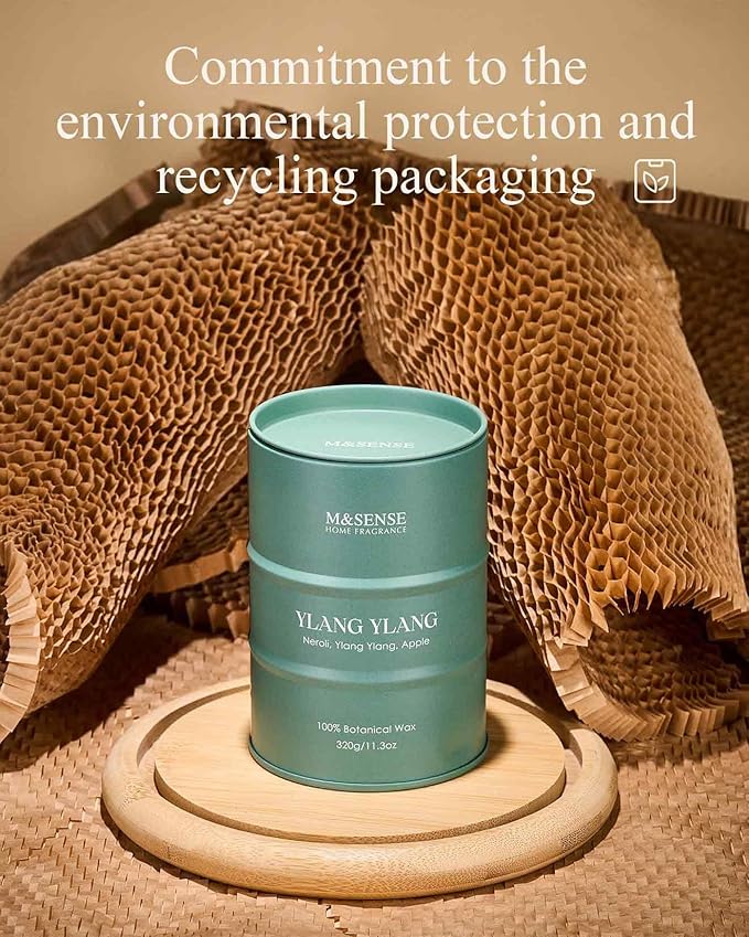 M&SENSE Ylang Ylang Scented Candles Natural Non Toxic, Aromatherapy Candle for Stress Relief Meditation Relaxing, Housewarming Gifts for Women Men, 11.3oz 70 Hour Long Burning