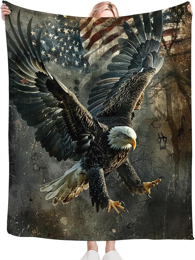 Tijuboni American Eagle Throw Blanket Eagle Gifts for Women Men Girls Boys Kids Adults Soft Flannel Fleece Blanket for Couch Sofa Bed Home Decor 40"x50"