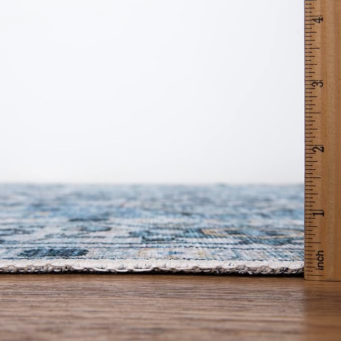 Bloom Rugs Washable Non-Slip 10x14 Rug - Blue Traditional Oriental Area Rug for Living Room, Bedroom, Dining Room, and Kitchen - Exact Size: 10' x 14'