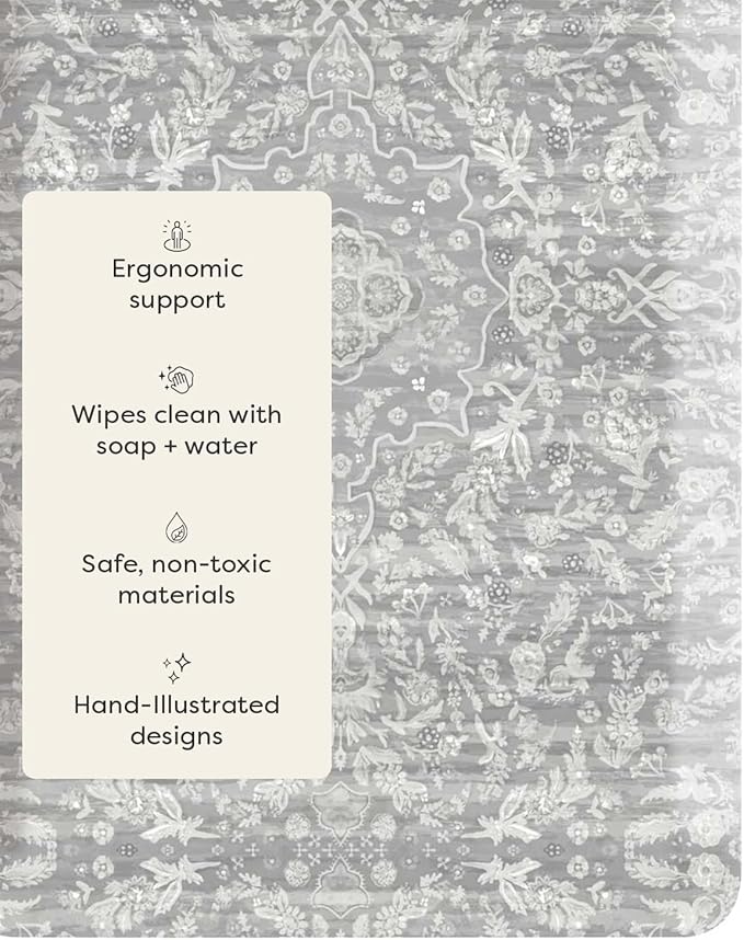 House of Noa Nama Standing Mat – Anti-Fatigue Cushioned Kitchen Mats for Floor | Ergonomic Bounce-Back Foam Kitchen Mats | Anti-Fatigue Mats for Kitchen & Standing | Emile Earl Grey | 22" x 72"