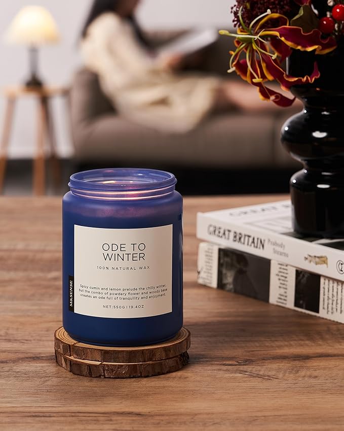 M&SENSE Ode to Winter Soy Candles Strong Scented, 2 Wick Jar Candle 19.4oz 110 Hour Long Lasting, Lavender Sandalwood Organic Natural Aromatherapy Candle Gifts Bedroom Bathroom Home Decor