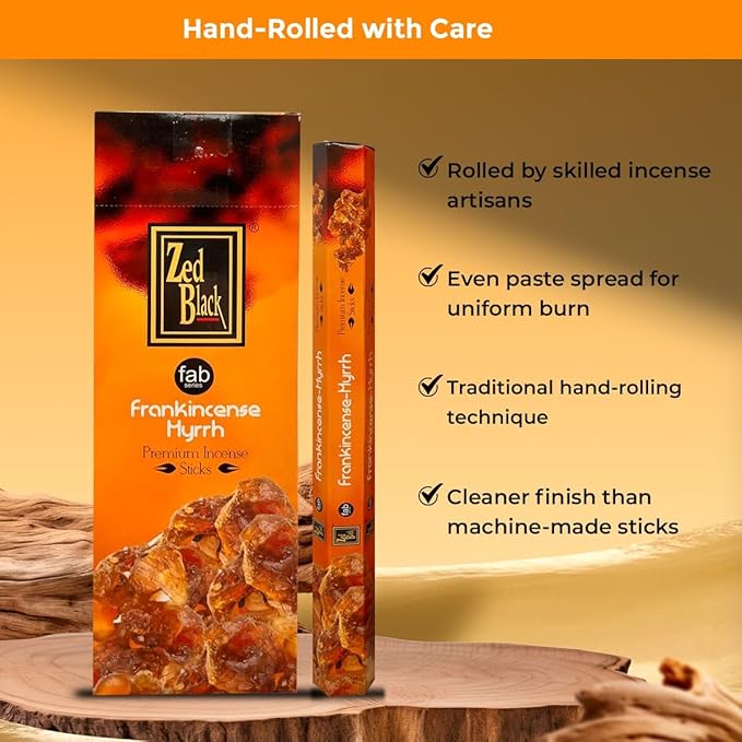 ZED Black Frankincense Sticks - 20 Incense Sticks per Box (Total 120 Sticks) Premium Quality for Relaxation, Yoga, Meditation