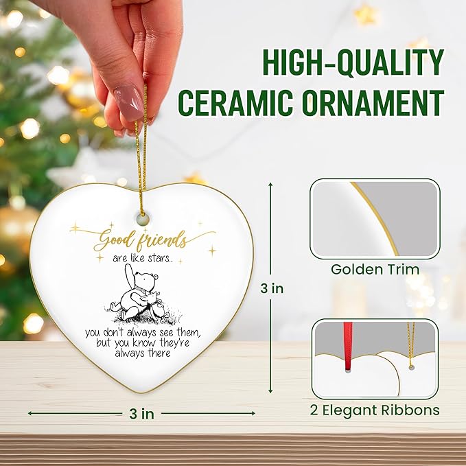 GEEMBI Christmas Friend Gifts for Women Men – Gold-Trimmed Ceramic Friends Christmas Ornaments 2025 – Soul Sister BFF Bestie Friendship Gifts for Women, Friends Ornament for Tree, Sisters Ornament