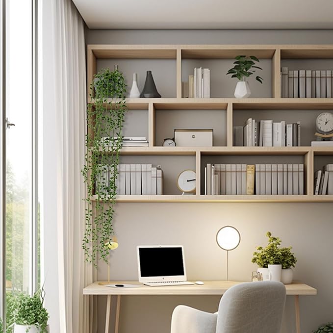 2PCS Artificial Hanging Trailing Plants in Pots,Realistic Faux Small Hanging Plants Potted for Bedroom Living Room Home Office Table Decor Indoor Outdoor