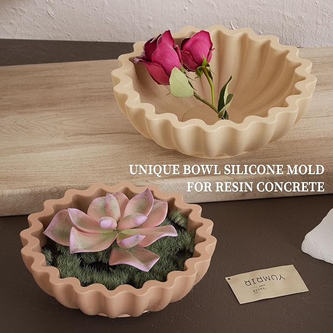 Wehous Unique Bowl Resin Molds, 3D Candle Holder Container Resin Concrete Silicone Molds, Jewelry Holder Trinket Storage Tray Plate Candy Holder Plant Pot Mold for Casting Clay Craft Ornament
