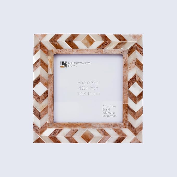 Handicrafts Home 4x4 Photo Picture Frames, Art Wall Hanging Décor - Taj-Brown
