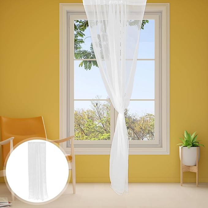 2pcs Rustic Sheer Curtains Light Filtering Polyester Drapes for Room Transparent Breathable Fabric Softens Sunlight Semi-Privacy Panels for Home Decor