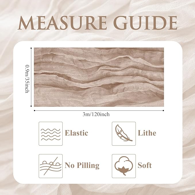 2PCS Table Runner Cheesecloth 10FT Nude Pink Boho Gauze Cheese Cloth Rustic Sheer Table Runners for Wedding Birthday Bridal Baby Shower Party Decoration