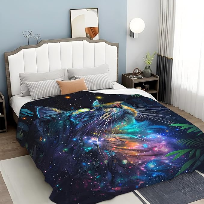 Tijuboni Cat Throw Blanket Cat Gifts for Girls Boys Women Men Kids Adults Soft Flannel Fleece Blanket for Couch Sofa Bed Home Decor 40"x50"