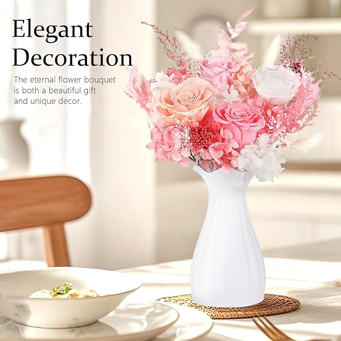 Preserved Flowers Bouquet 4 Roses - Pink Roses & Flowers for Delivery, Long-Lasting Real Roses Forever, Eternal Roses Bouquet for Mothers, Mom, Wife Anniversary Birthday Gifts for Women