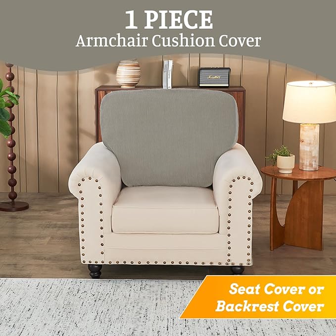 Sectional Couch Covers for Sofa Cushion L Shaped Couch Cover Washable Soft Couch Cushion Covers Stretch Sofa Slipcovers(1-Piece for Sofa Seat or Backrest, Taupe)