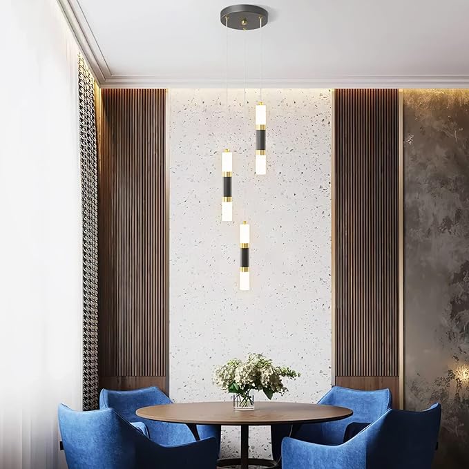 Modern Kitchen Pendant Lighting Over Island Dimmable LED 3 Light Mini Pendant Light, Pendant Lights Kitchen Bedroom Modern Pendant Light Fixtures (Black Gold)